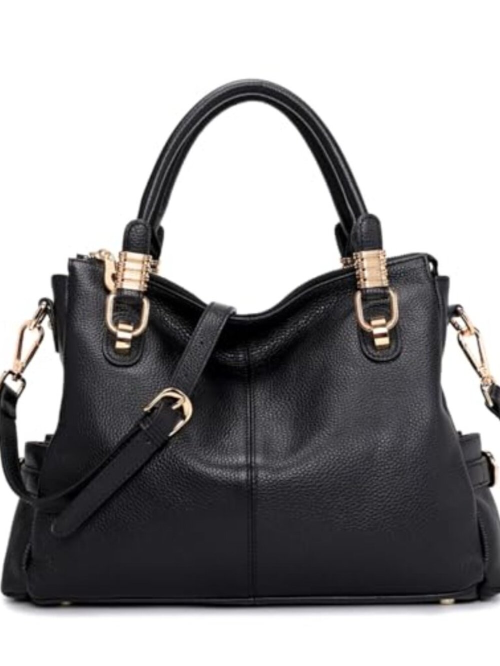 Genuine Leather Satchel Handbag Top Grain Pebbled Cowhide Purse